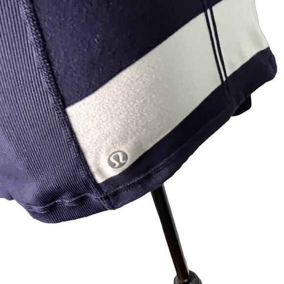 Lululemon Switch Back Long Sleeve Wide Bold Stripe White Deep Indigo Size 6 - Picture 12 of 14